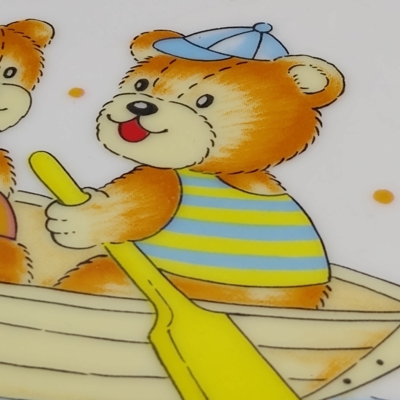 Fine China Child's Dinner Set Toddler Child Teddy Bear Rowboat Plate Cup Vtg - Picture 10 of 14